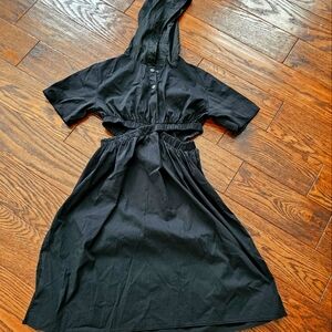 Girls Zara Black Casual Dress, Sz 10 with hood, Sides open, 2 small side slits.
